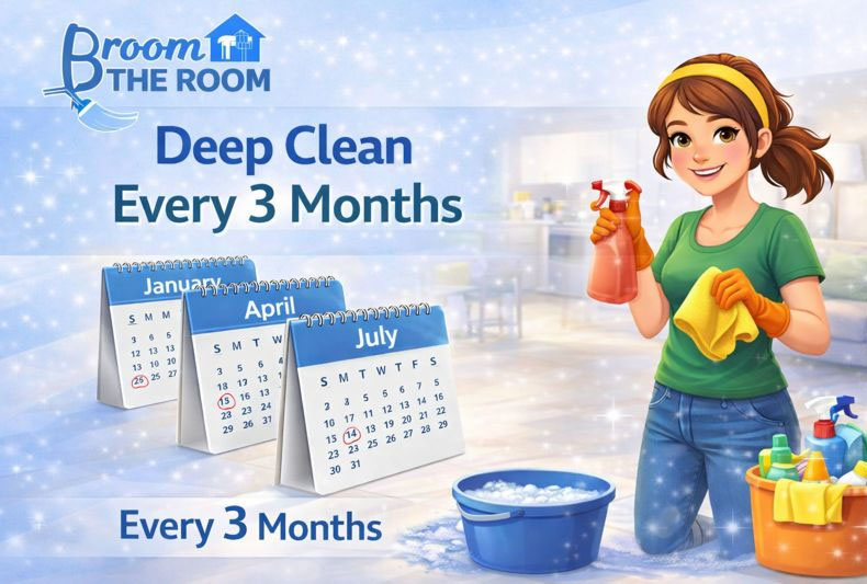 deep clean every 3 months broom the room
