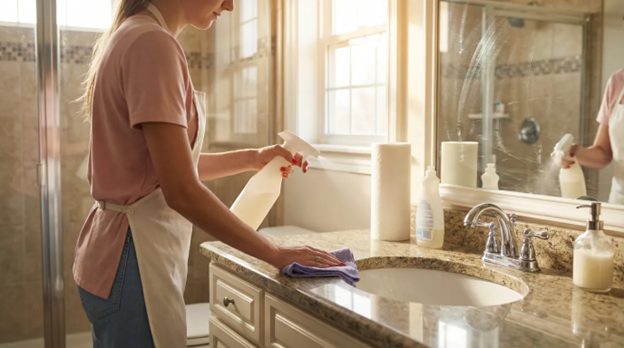 How do you clean bathrooms before moving in?