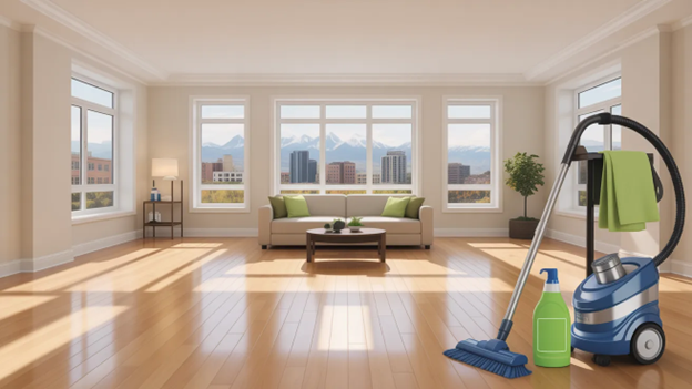 How do you clean living areas before moving in?